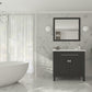 Wimbledon 36" Espresso Bathroom Vanity with Matte White VIVA Stone Solid Surface Countertop