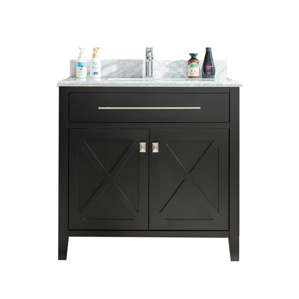 Wimbledon 36" Espresso Bathroom Vanity with White Carrara Marble Countertop