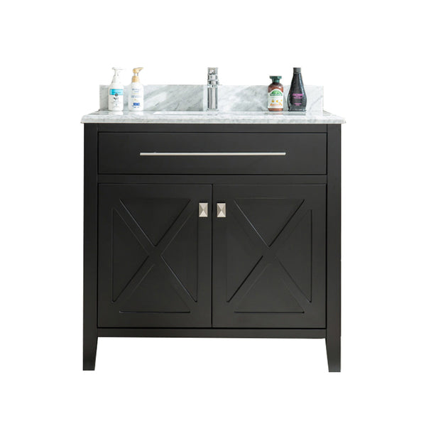 Wimbledon 36 Espresso Bathroom Vanity with White Carrara Marble Countertop