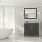 Wimbledon 36" Espresso Bathroom Vanity with White Stripes Marble Countertop