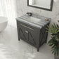 Wimbledon 36" Espresso Bathroom Vanity with White Stripes Marble Countertop