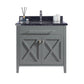 Wimbledon 36" Grey Bathroom Vanity with Black Wood Marble Countertop