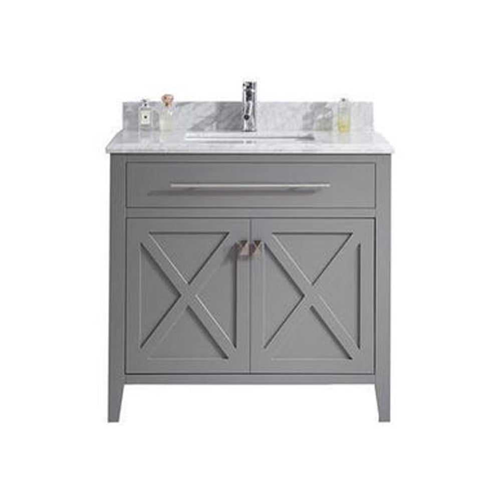 Wimbledon 36" Grey Bathroom Vanity with White Carrara Marble Countertop