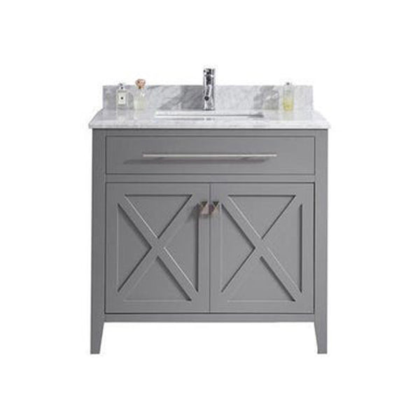 Wimbledon 36 Grey Bathroom Vanity with White Carrara Marble Countertop