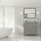 Wimbledon 36" Grey Bathroom Vanity with White Stripes Marble Countertop