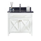 Wimbledon 36" White Bathroom Vanity with Black Wood Marble Countertop