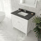 Wimbledon 36" White Bathroom Vanity with Black Wood Marble Countertop