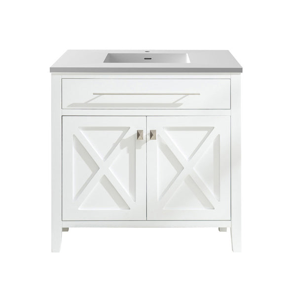 Wimbledon 36 White Bathroom Vanity with Matte White VIVA Stone Solid Surface Countertop