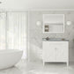 Wimbledon 36" White Bathroom Vanity with White Stripes Marble Countertop