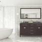 Wimbledon 60" Brown Double Sink Bathroom Vanity with Black Wood Marble Countertop