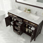 Wimbledon 60" Brown Double Sink Bathroom Vanity with Black Wood Marble Countertop