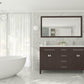 Wimbledon 60" Brown Double Sink Bathroom Vanity with Matte White VIVA Stone Solid Surface Countertop