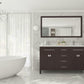 Wimbledon 60" Brown Double Sink Bathroom Vanity with White Carrara Marble Countertop