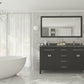 Wimbledon 60" Espresso Double Sink Bathroom Vanity with Black Wood Marble Countertop