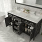 Wimbledon 60" Espresso Double Sink Bathroom Vanity with Black Wood Marble Countertop