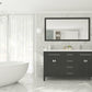 Wimbledon 60" Espresso Double Sink Bathroom Vanity with Matte White VIVA Stone Solid Surface Countertop