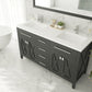 Wimbledon 60" Espresso Double Sink Bathroom Vanity with Matte White VIVA Stone Solid Surface Countertop