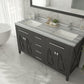 Wimbledon 60" Espresso Double Sink Bathroom Vanity with White Stripes Marble Countertop