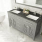 Wimbledon 60" Grey Double Sink Bathroom Vanity with Black Wood Marble Countertop