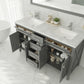 Wimbledon 60" Grey Double Sink Bathroom Vanity with Black Wood Marble Countertop