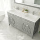 Wimbledon 60" Grey Double Sink Bathroom Vanity with Matte White VIVA Stone Solid Surface Countertop