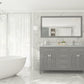 Wimbledon 60" Grey Double Sink Bathroom Vanity with White Stripes Marble Countertop