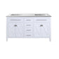 Wimbledon 60" White Double Sink Bathroom Vanity with Matte White VIVA Stone Solid Surface Countertop