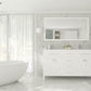 Wimbledon 60" White Double Sink Bathroom Vanity with Matte White VIVA Stone Solid Surface Countertop