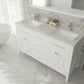 Wimbledon 60" White Double Sink Bathroom Vanity with White Carrara Marble Countertop