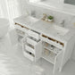 Wimbledon 60" White Double Sink Bathroom Vanity with White Carrara Marble Countertop