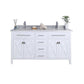 Wimbledon 60" White Double Sink Bathroom Vanity with White Stripes Marble Countertop