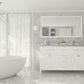 Wimbledon 60" White Double Sink Bathroom Vanity with White Stripes Marble Countertop