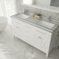 Wimbledon 60" White Double Sink Bathroom Vanity with White Stripes Marble Countertop