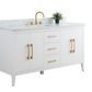 60 Inch Single Sink Bathroom Vanity in White with Marble Countertop - Vanity Art VA9060-SW