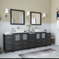 96 Inch Double Sink Bathroom Vanity in Espresso with Marble Countertop - Vanity Art VA3130-96E