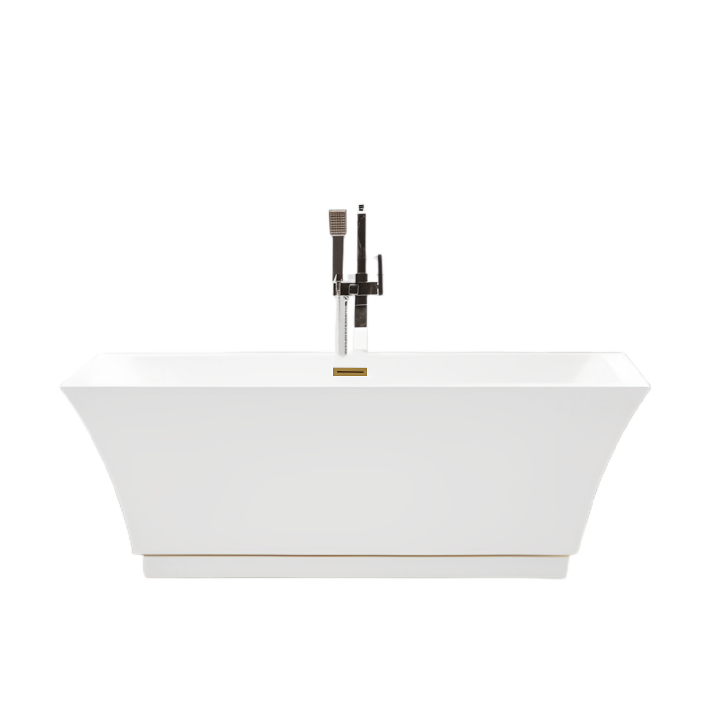 67 Inch Freestanding White Acrylic Bathtub with Overflow And Pop-Up Drain - Vanity Art VA6817-L-TG