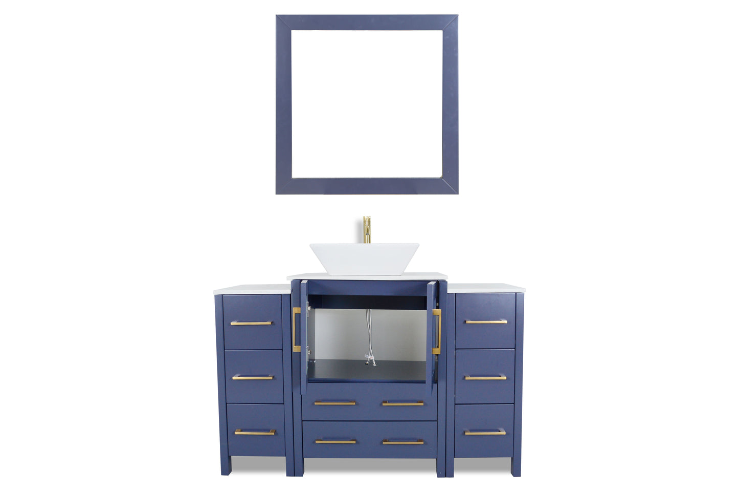 48 Inch Single Sink Bathroom Vanity in Blue with Marble Countertop - Vanity Art VA3124-48B