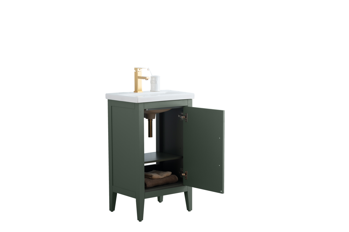 20 Inch Single Sink Bathroom Vanity in Vintage Green with Ceramic Top - Vanity Art VA9020-VG