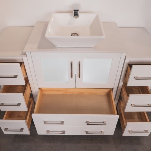 84 Inch Double Sink Bathroom Vanity in White with Marble Countertop - Vanity Art VA3130-84W