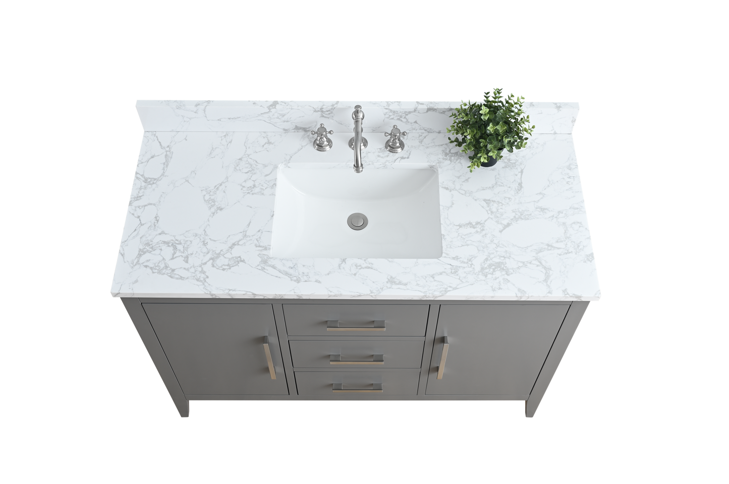 48 Inch Single Sink Bathroom Vanity in Cashmere Gray with Marble Countertop - Vanity Art VA9048-G