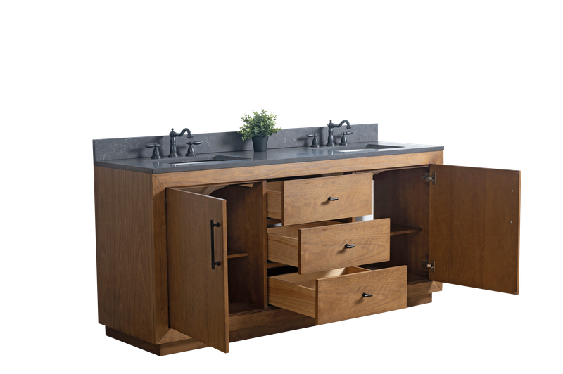 72 Inch Double Sink Bathroom Vanity in Tan with Limestone Top - Vanity Art VA7072-DT-BT