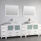 108 Inch Double Sink Bathroom Vanity in White with Marble Countertop - Vanity Art VA3136-108W