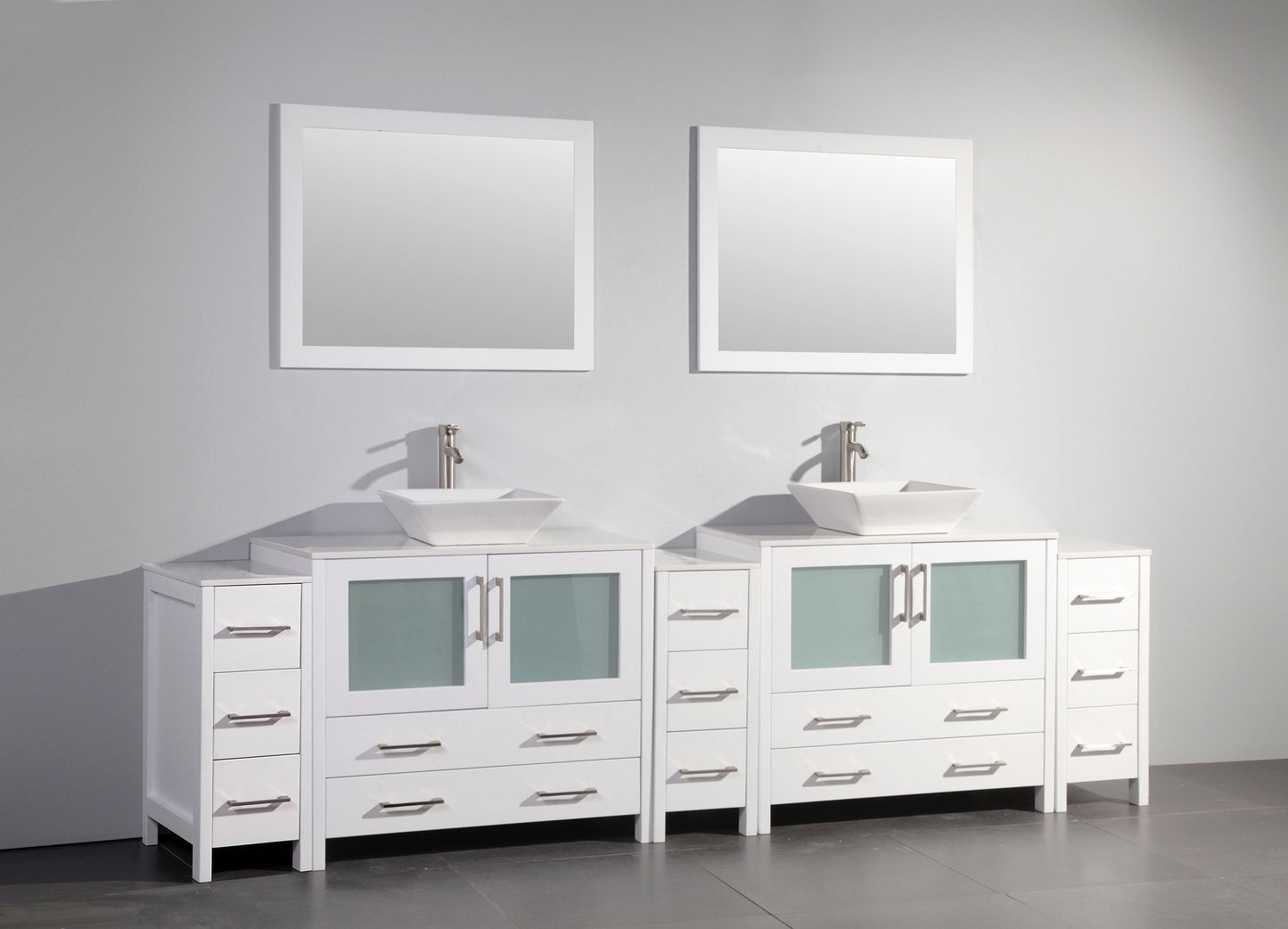 108 Inch Double Sink Bathroom Vanity in White with Marble Countertop - Vanity Art VA3136-108W