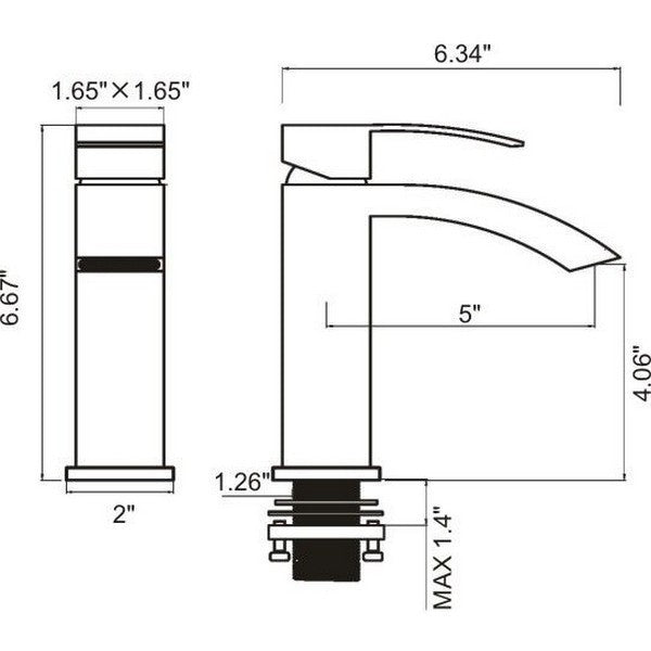 Ratel Single Handle Bathroom Faucet 6 3/10" x 6 2/3" Chrome (RA-4126CR)