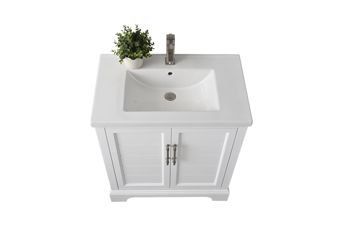 30 Inch Single Sink Bathroom Vanity in White with Ceramic Sink and Countertop - Vanity Art VA5030-W