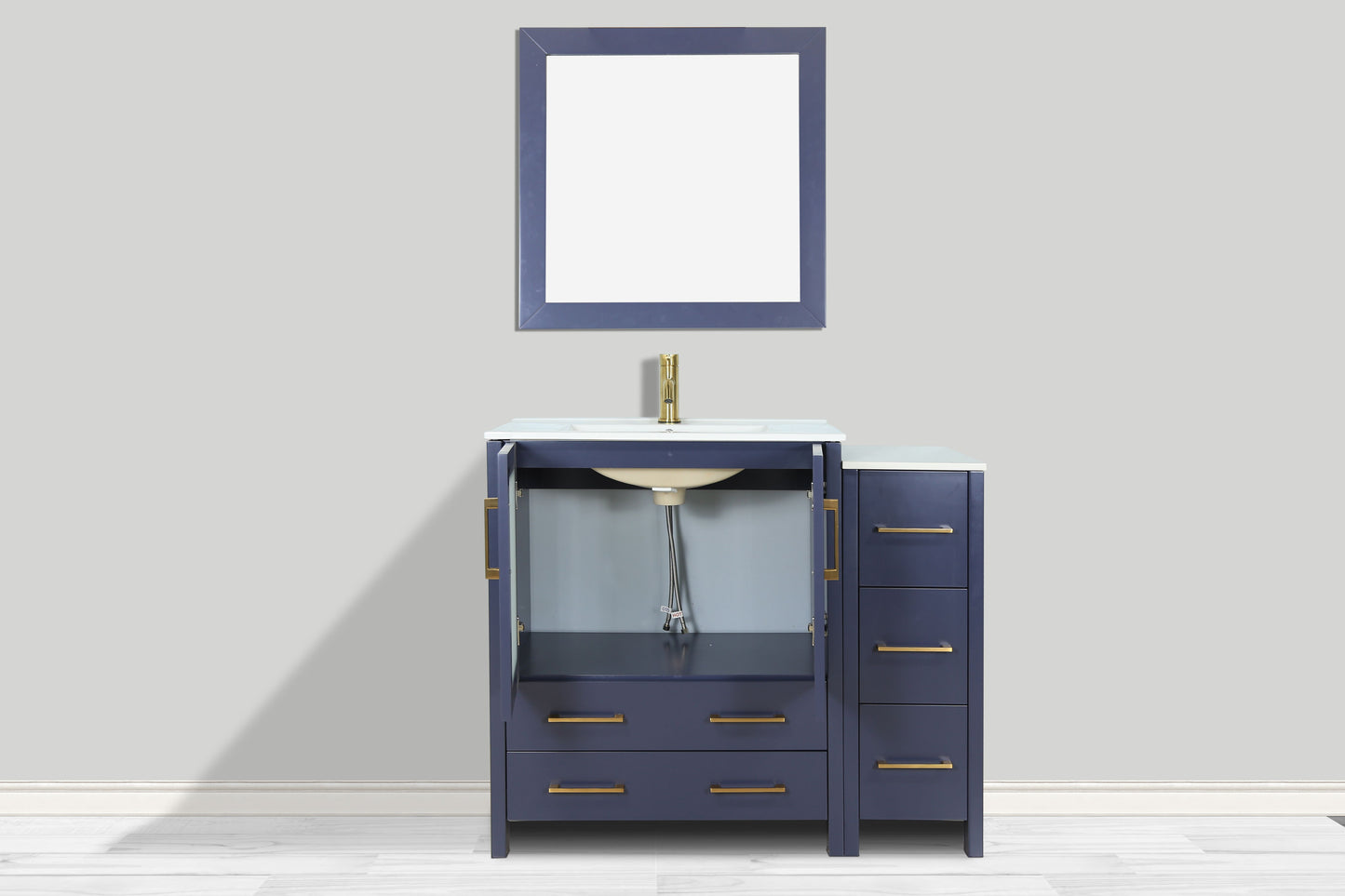 36 Inch Single Sink Bathroom Vanity in Blue with Ceramic Countertop - Vanity Art VA3024-36B