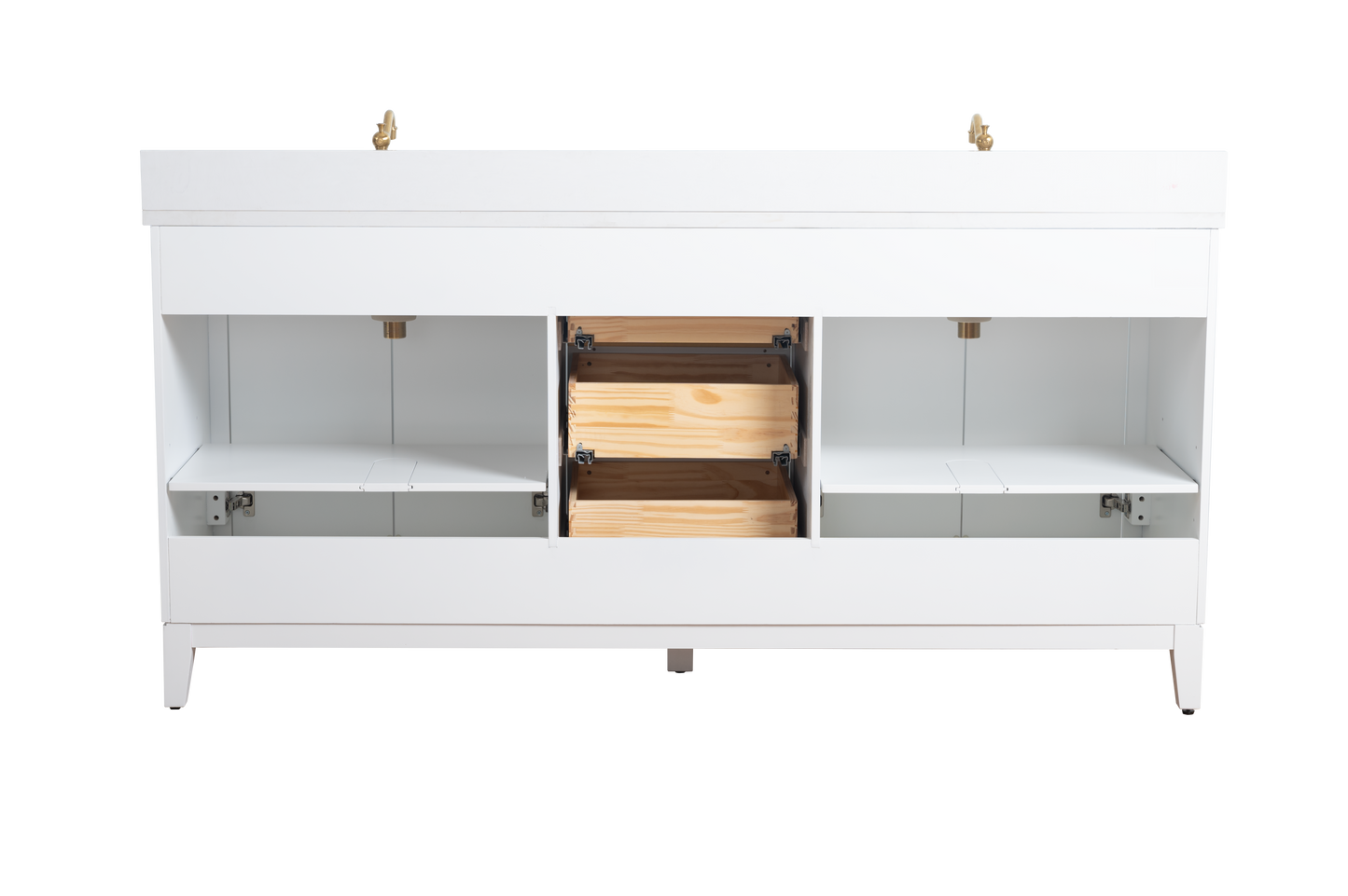 72 Inch Double Sink Bathroom Vanity in White with Marble Countertop - Vanity Art VA8072-DW