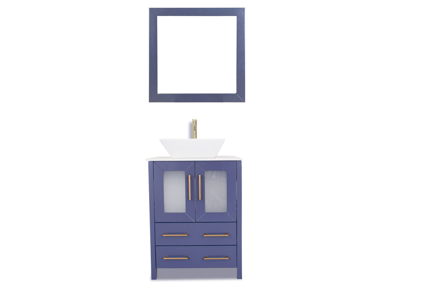 24 Inch Single Sink Bathroom Vanity in Blue with Marble Countertop - Vanity Art VA3124B