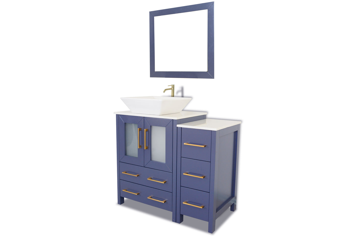 36 Inch Single Sink Bathroom Vanity in Blue with Marble Countertop - Vanity Art VA3124-36B