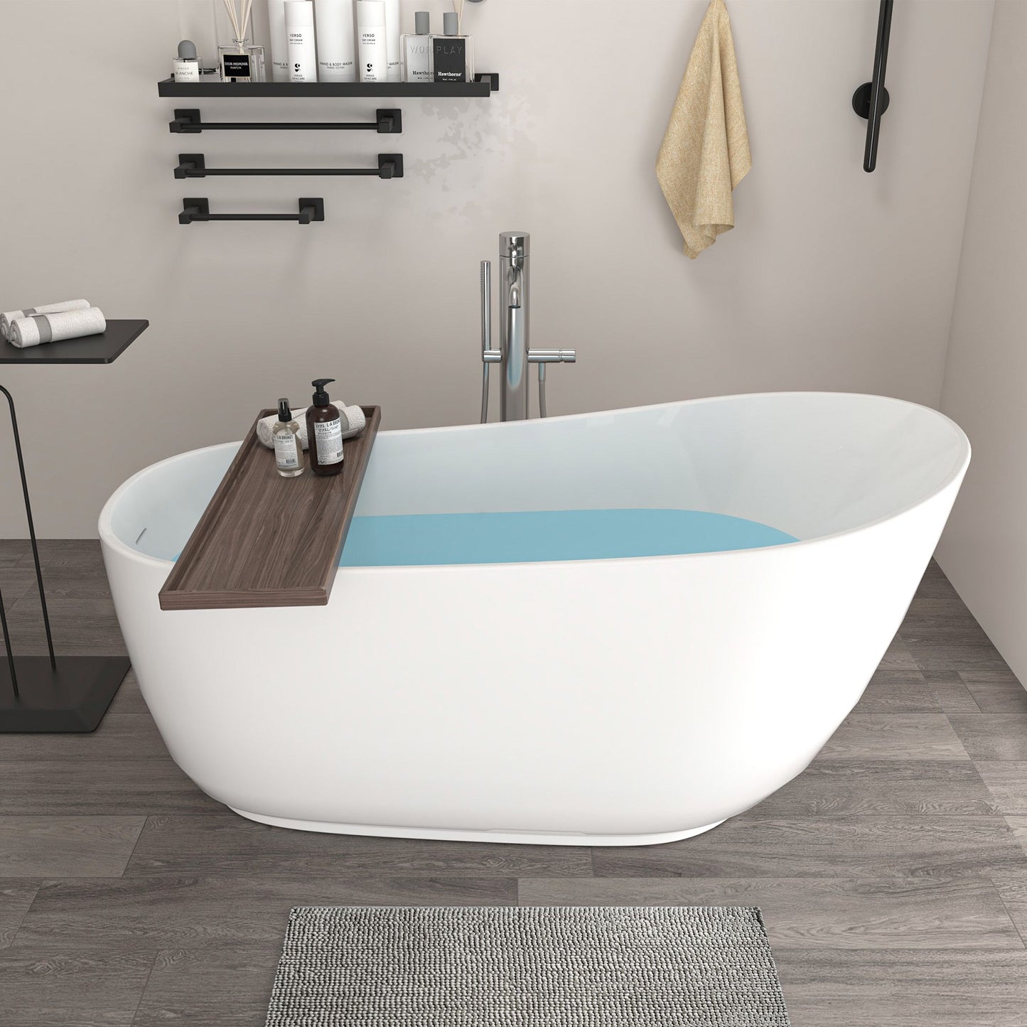 Freestanding Solid Surface Resin Matte Bathtub 67 Inch x 31.5 Inch - Vanity Art VA6911-ML